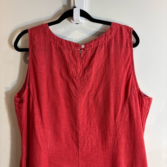 Assymetrical Hem Line Linen Dress SZ XL Sleeveless Unlined - Picture 6 of 7